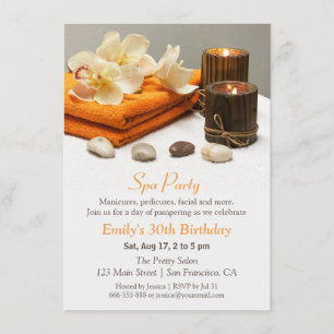 Elegante Spa Floral Invitaciones de fiesta de cump