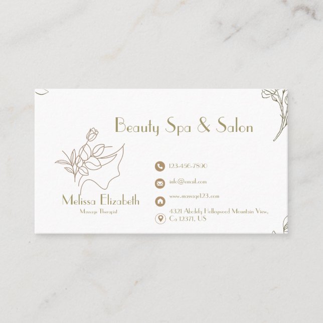 Elegante Spa Salón Belleza Tarjeta de Cita (Anverso)