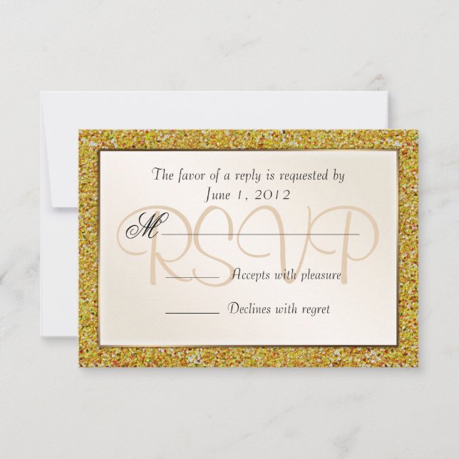 Elegante Sparkling Gold Sweet 16 Purpurina RSVP (Anverso)