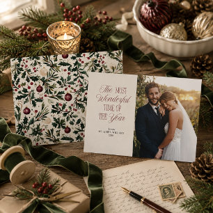 Elegante Sr Sra Botánico Navidad Recién Casados Fo