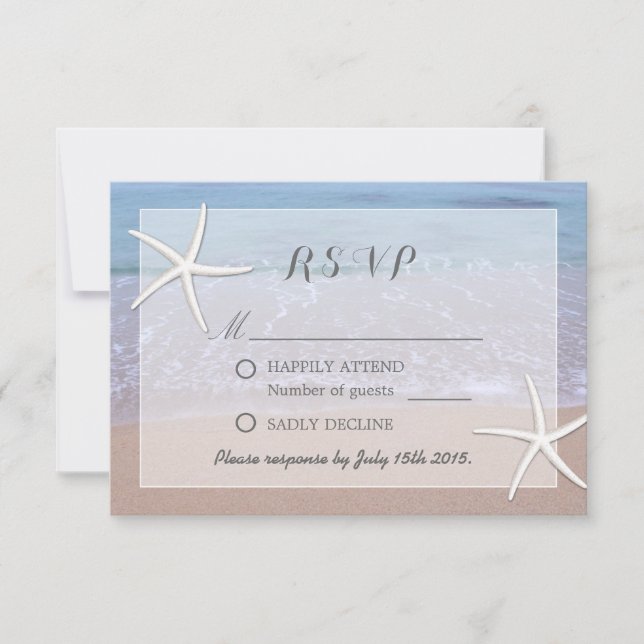 Elegante Starfish Beach Tema Wedding RSVP (Anverso)