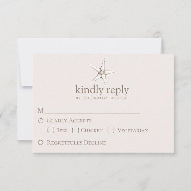 Elegante Starfish Wedding RSVP (Anverso)