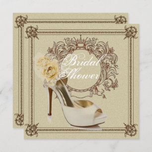 Elegante Stiletto Vintage Bridal Shower Invitación