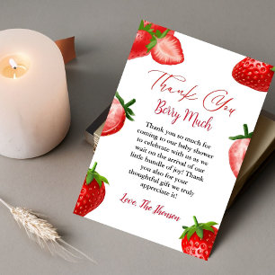 Elegante Strawberry baby ducha tarjeta de agradeci