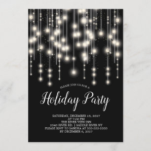 Elegante String Lights Holiday Party Invitación