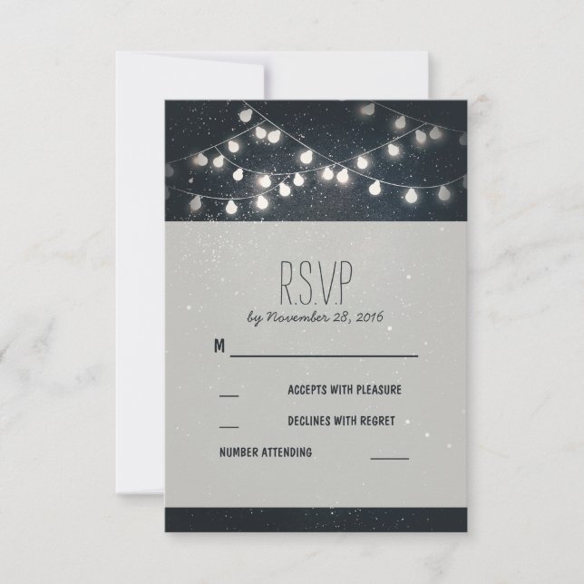 Elegante String Luces Noche Estrellas Boda RSVP (Anverso)