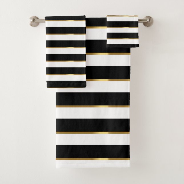 Elegante Stripe Black Gold White (In situ)