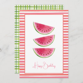 Elegante Stripes Watermelon Feliz cumpleaños