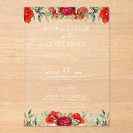 Elegante Suite de Invitación de Boda Acrílica Flor