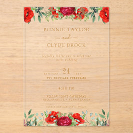 Elegante Suite de Invitación de Boda Acrílica Flor