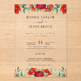 Elegante Suite de Invitación de Boda Acrílica Flor