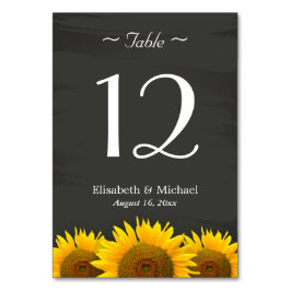 Elegante Sunflowers Chalkboard Boda número de mesa