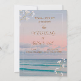 Elegante Sunset Blue Ocean Beach Invitación a la b