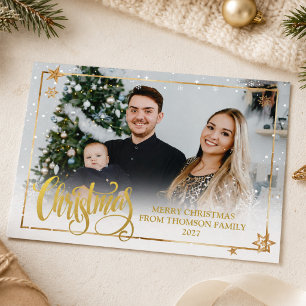 Elegante Superposición de Navidad en Oro Foto Copo