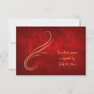 Elegante Swirl Boda Roja Brillante RSVP