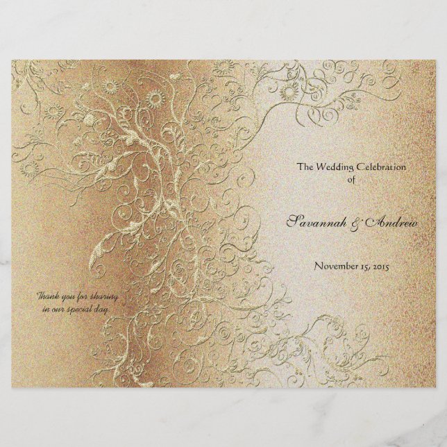 Elegante Swirl Gold con el programa Black Font Wed (Anverso)