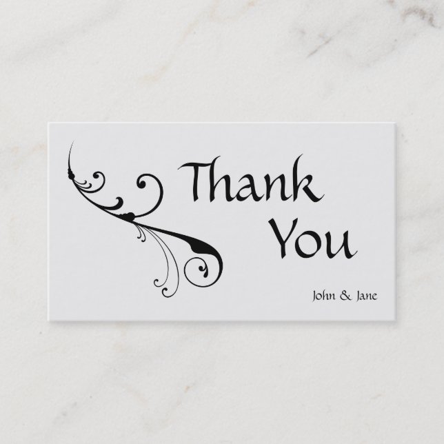 Elegante Swirl Gracias Tarjeta De Negocios (Anverso)