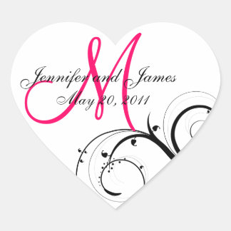 Elegante Swirl Monograma Etiquetas Favor de Boda