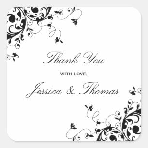 Elegante Swirls Favor O Sello De La Boda Blanca Y 