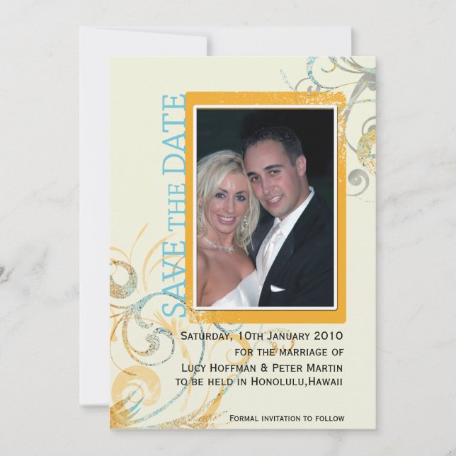 Elegante Swirls - Guardar las tarjetas de fecha (Anverso)