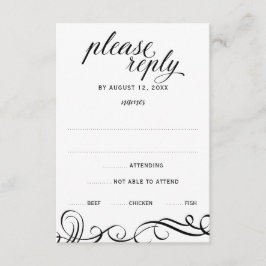 Elegante Swirls Wedding RSVP con Elección de Comid