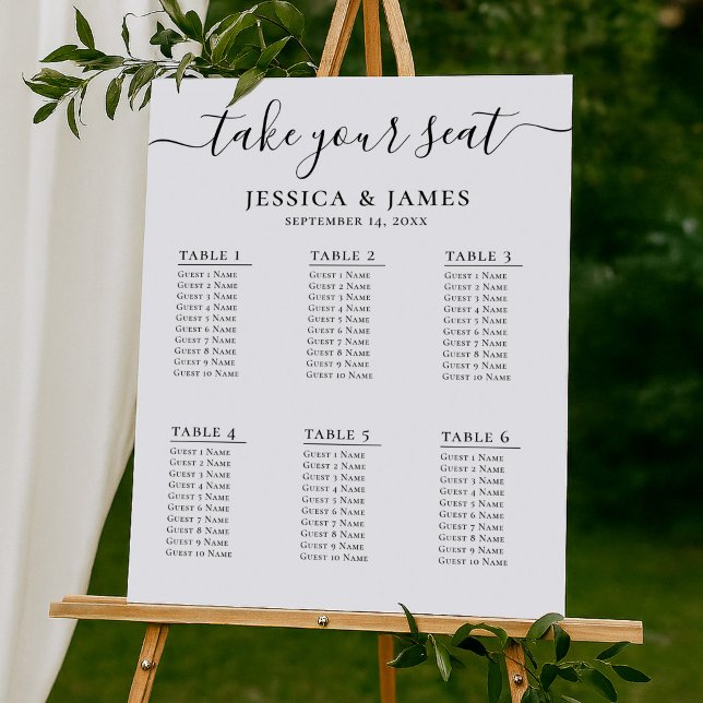 Elegante Tabla De Asientos De Boda Con 6 Mesas (Subido por el creador)