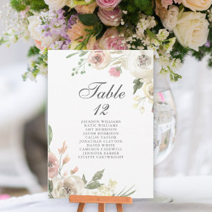 Elegante tabla de Boda floral gráfico de asientos