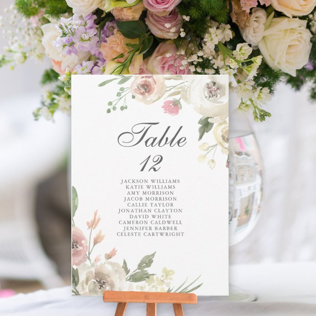 Elegante tabla de Boda floral gráfico de asientos (Subido por el creador)