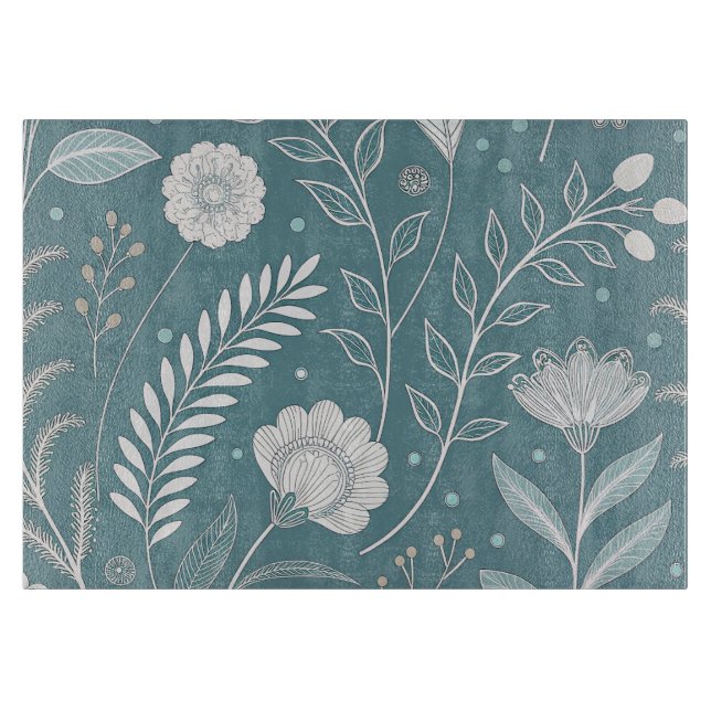 Elegante tabla de cortar de vidrio 11x8 con des (Anverso)