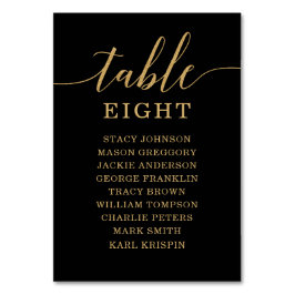 Elegante Tabla Mínima de Números de Mesa Dorada