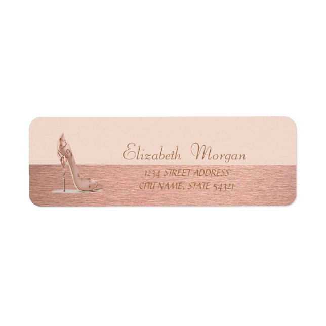 Elegante talón glamoroso, etiqueta de dirección (Frente)
