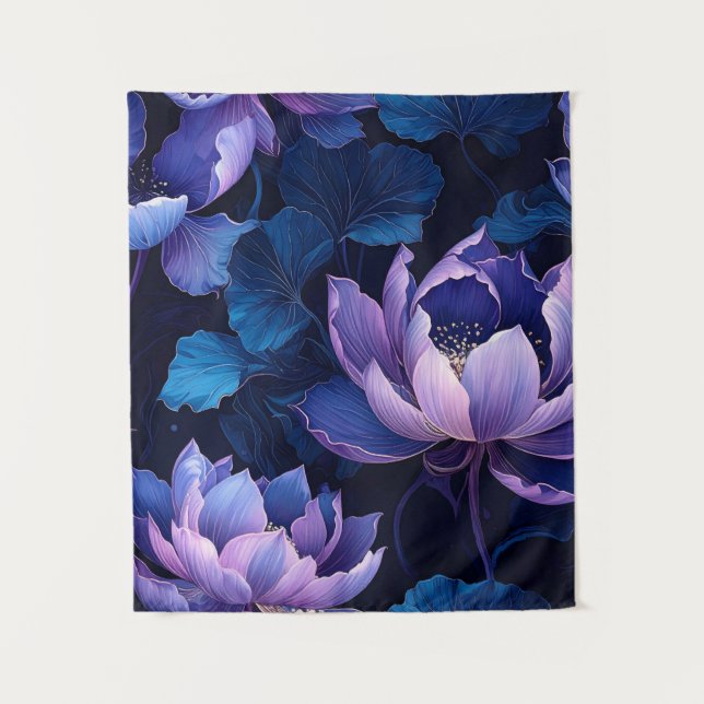 Elegante Tapiz Blue Purple Lotus (Anverso)