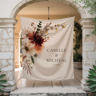 Elegante Tapiz de Fondo de Boda con Floral Burgund