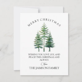 Elegante tarjeta acuarela de árbol de Navidad
