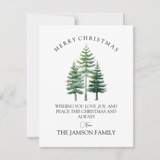 Elegante tarjeta acuarela de árbol de Navidad (Anverso)
