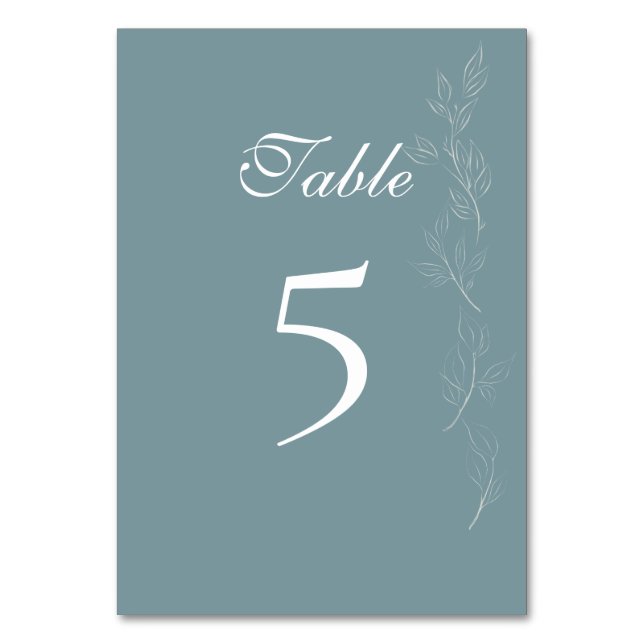 Elegante tarjeta azul claro número de tabla (Anverso)