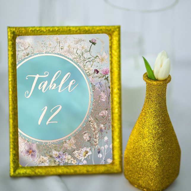 Elegante tarjeta azul floral real de mesa de Relie (Subido por el creador)