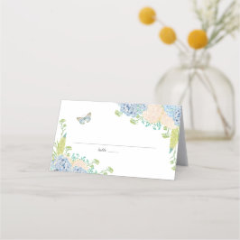 Elegante tarjeta azul hidránica Boda plegable
