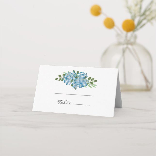 Elegante tarjeta azul Hydrangea floral Boda (Anverso)