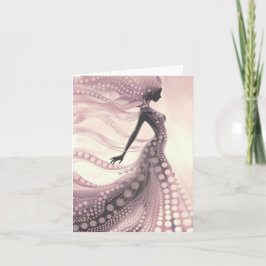 Elegante tarjeta azul Lady Blank de burbuja rosa