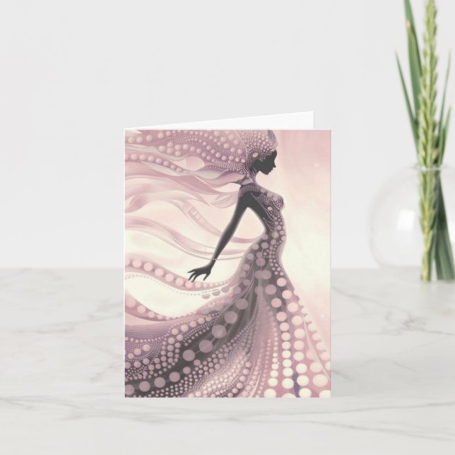 Elegante tarjeta azul Lady Blank de burbuja rosa (Anverso)