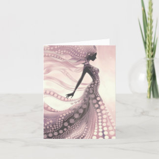 Elegante tarjeta azul Lady Blank de burbuja rosa