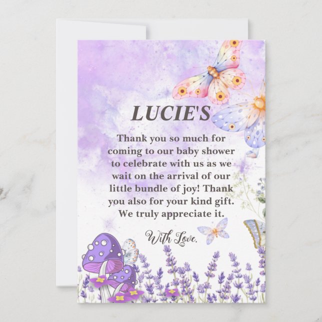 Elegante tarjeta Baby Shower de agradecimiento par (Anverso)