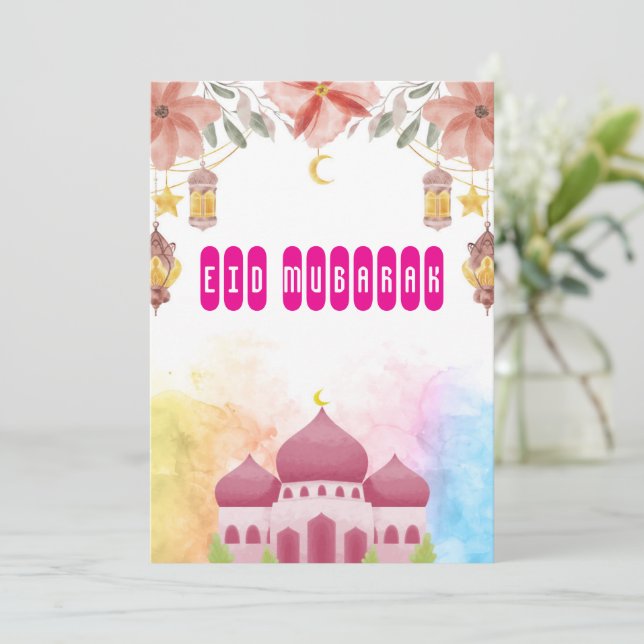 Elegante tarjeta Bengalí Eid Mubarak (Anverso de pie)