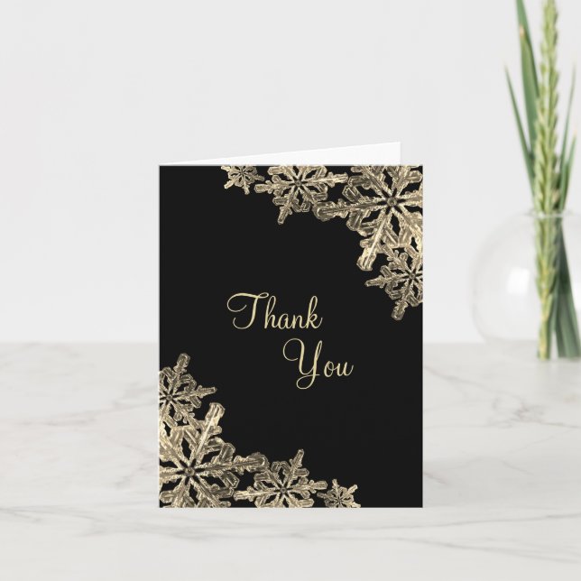 Elegante tarjeta Black and Gold Snowflake (Anverso)