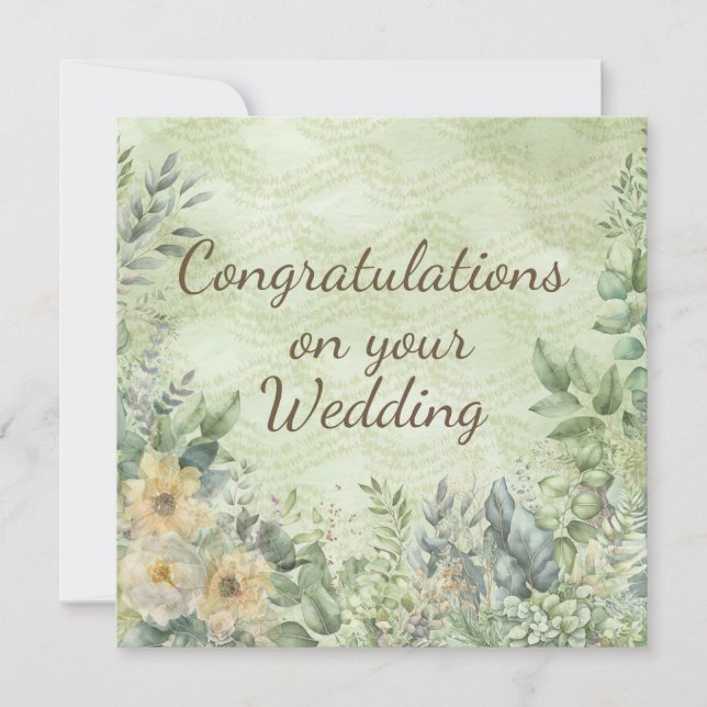 Elegante tarjeta Boda Boho Floral Greenery (Anverso)