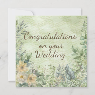 Elegante tarjeta Boda Boho Floral Greenery