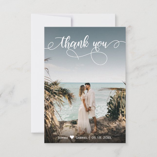Elegante tarjeta Boda con letra manual. (Anverso)