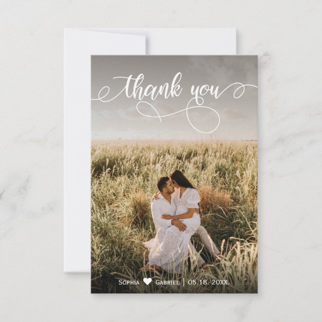 Elegante tarjeta Boda con letra manual. (Anverso)