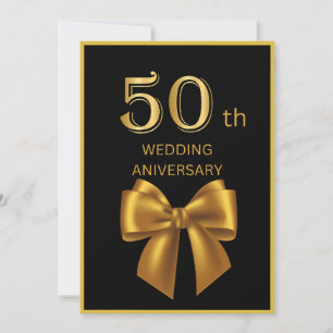 elegante tarjeta boda de 50 años de negro y oro